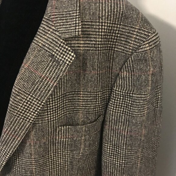 BROOKS BROTHERS Camel Hair Glen Plaid 2 Button Blazer Jacket Men's 44 Regular - Picture 5 of 11